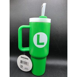 Super Mario Luigi Green 40 Oz Metal Tumbler With Straw